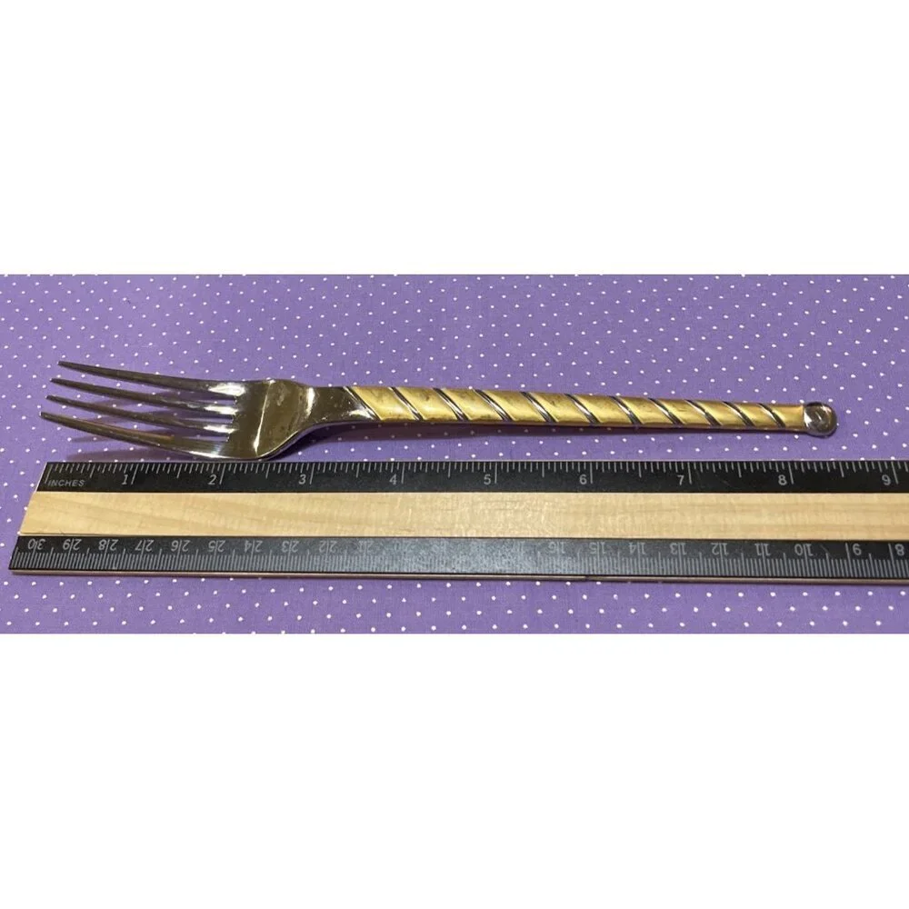 Cambridge Uptown Frosted Twist Ball Tip Stainless Gold‎ Silver Dinner Forks 3